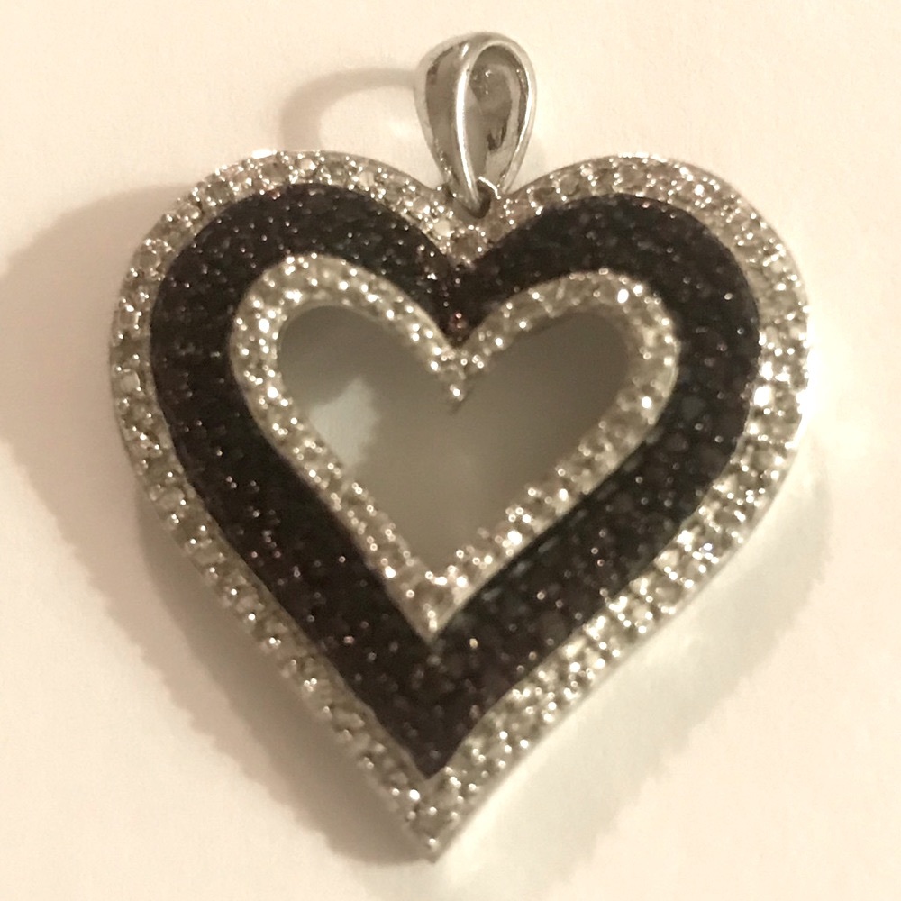 Black / White Diamond pendant on sterling silver